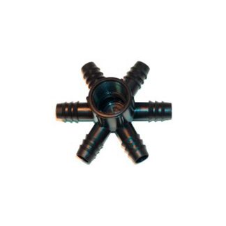 Conector para goteo con 6 salidas.