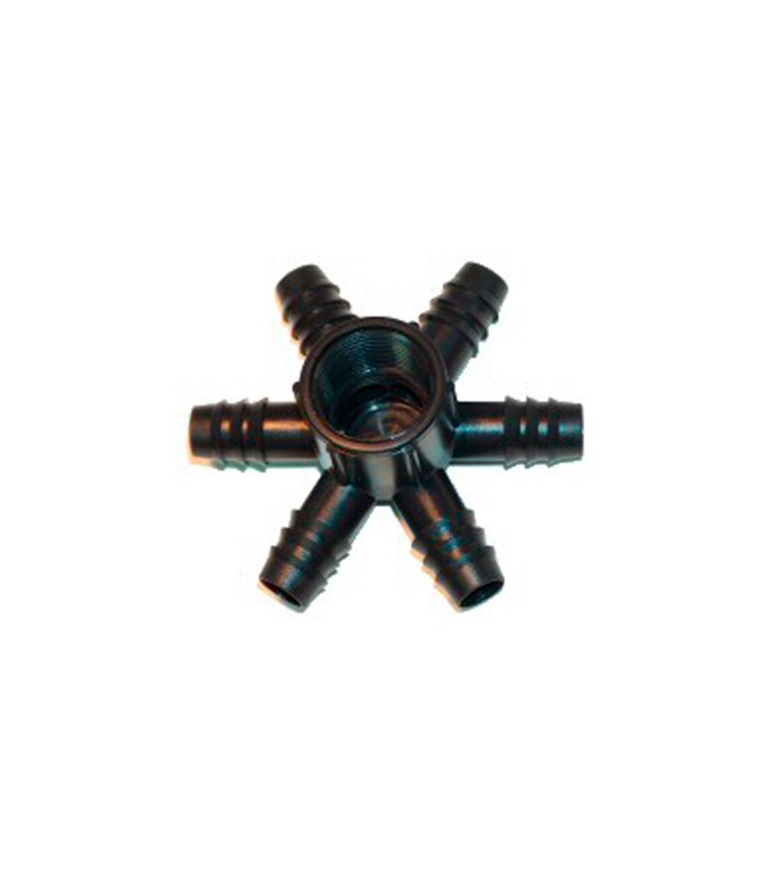 Conector para goteo con 6 salidas. Conector para goteo con 6 salidas.