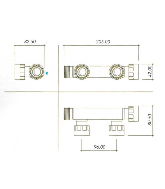 Colector PVC 1" 2 salidas. Colector PVC 1" 2 salidas.