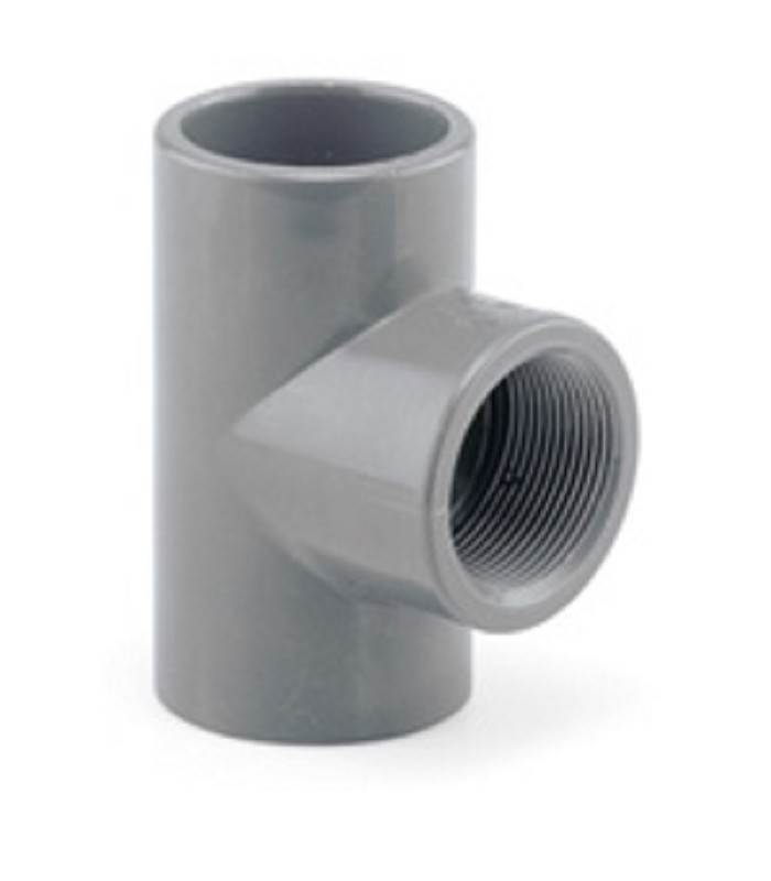 Te PVC 90º Mixta 25x3/4" (rosca centro). Te PVC 90º Mixta 25x3/4" (rosca centro).